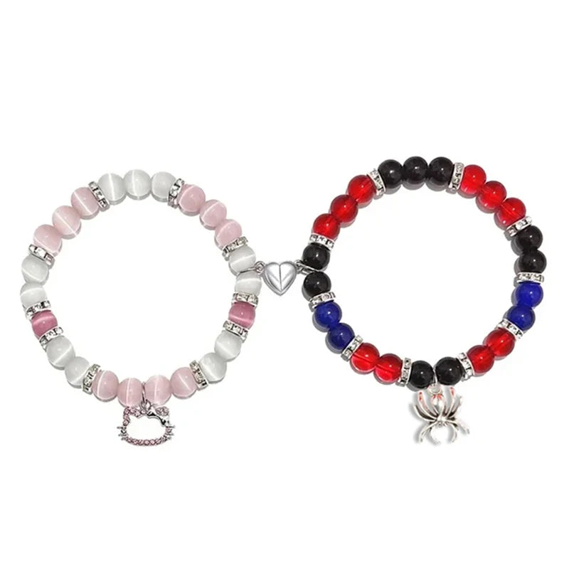 Matching Spider Charm Bracelets with Magnetic Hearts 💖🕷️