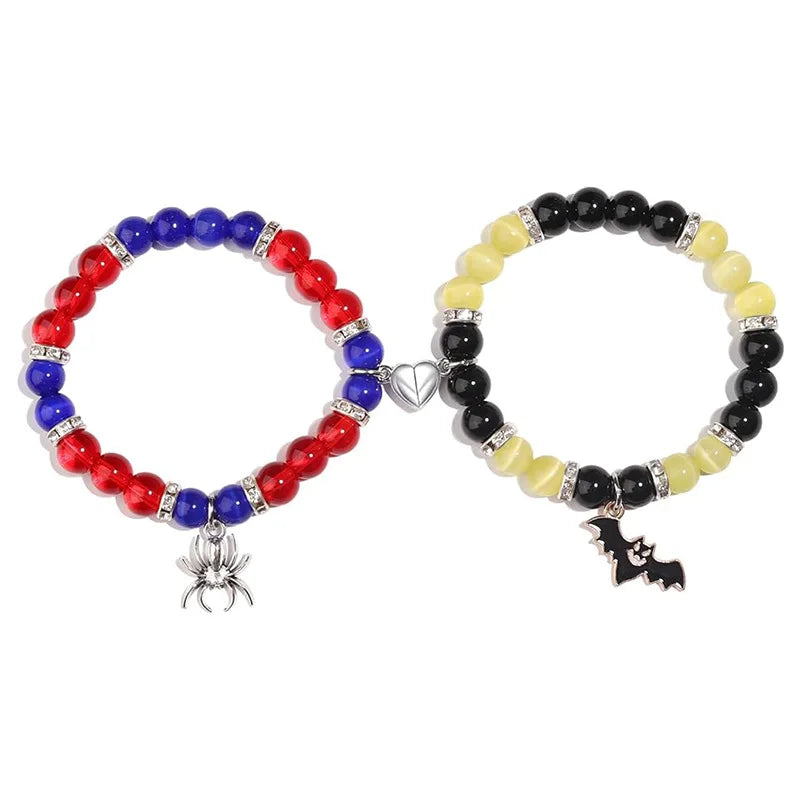 Matching Spider Charm Bracelets with Magnetic Hearts 💖🕷️