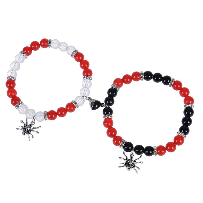 Matching Spider Charm Bracelets with Magnetic Hearts 💖🕷️