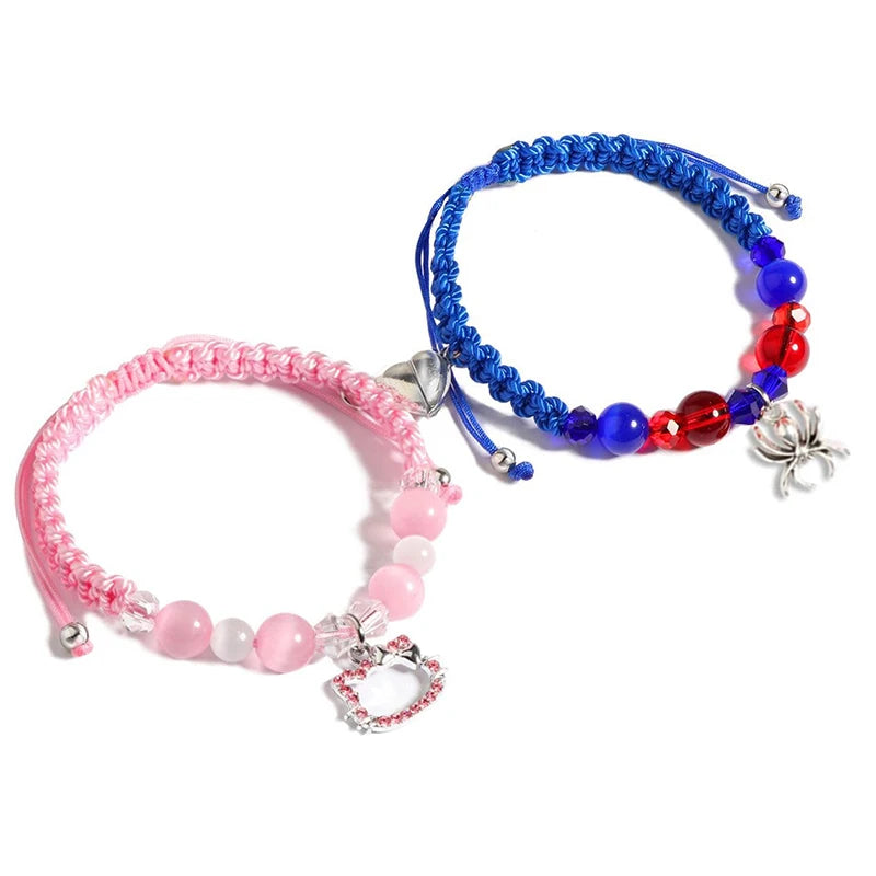 Matching Spider Charm Bracelets with Magnetic Hearts 💖🕷️