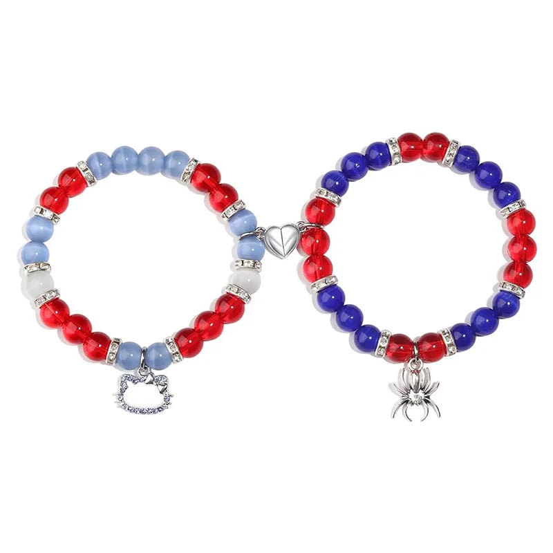 Matching Spider Charm Bracelets with Magnetic Hearts 💖🕷️