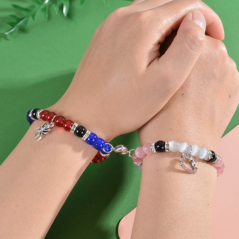 Matching Spider Charm Bracelets with Magnetic Hearts 💖🕷️