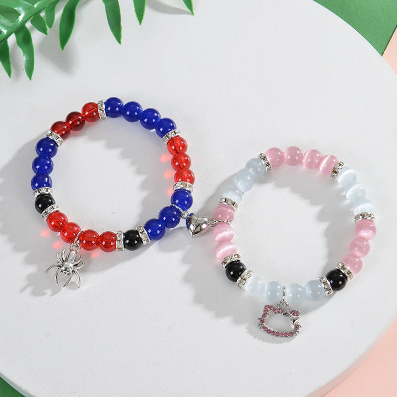 Matching Spider Charm Bracelets with Magnetic Hearts 💖🕷️