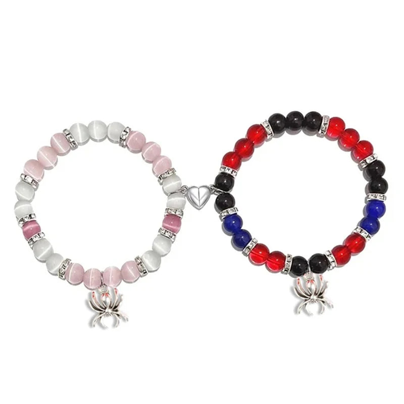 Matching Spider Charm Bracelets with Magnetic Hearts 💖🕷️